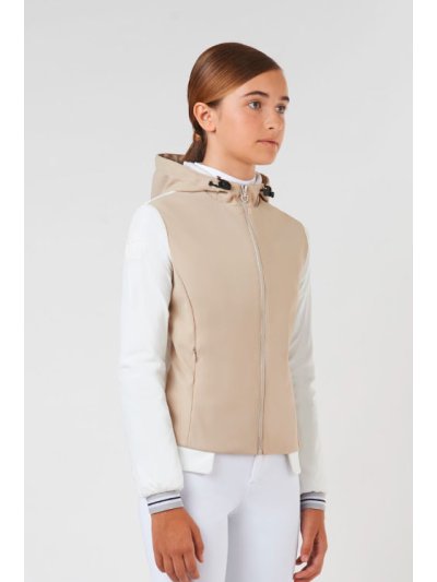Chaqueta beige y blanca con capucha junior unisex - Cavalleria Toscana