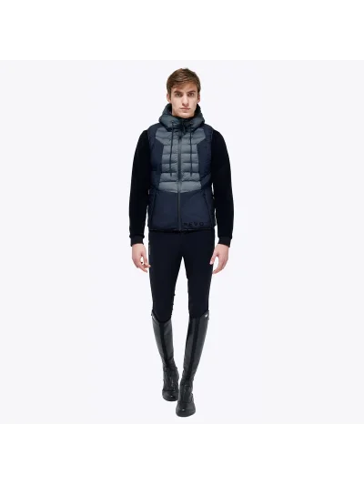Chaleco acolchado con capucha gris antracita y azul marino para hombre - Cavalleria Toscana