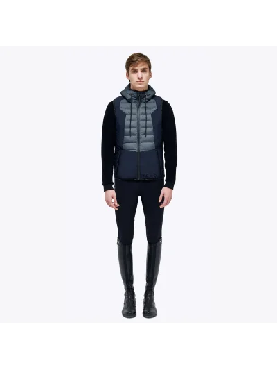 Chaleco acolchado con capucha gris antracita y azul marino para hombre - Cavalleria Toscana - imagen 3