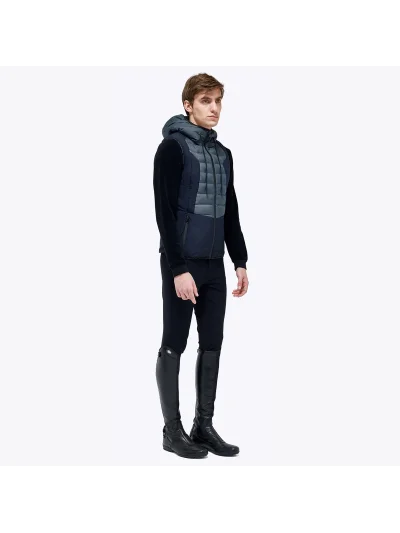 Chaleco acolchado con capucha gris antracita y azul marino para hombre - Cavalleria Toscana - imagen 4