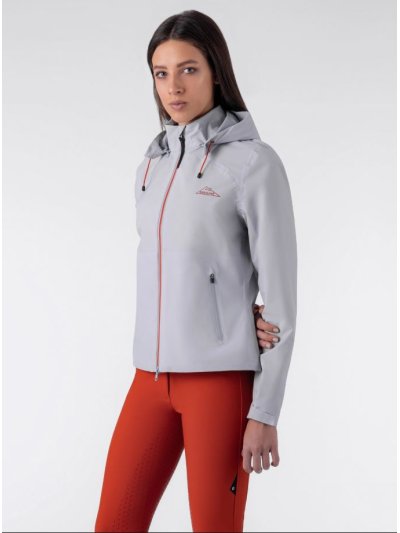 Veste imperméable pour femme en gris clair avec el logo en orange -Efrida - Equiline