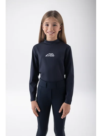 Camiseta técnica second skin azul marino junior con logo en la espalda EQJIN - Equiline - imagen 3