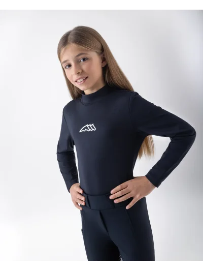 Camiseta técnica second skin azul marino junior con logo en la espalda EQJIN - Equiline