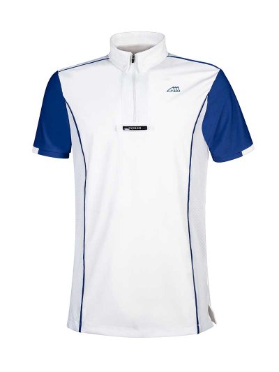 Polo de competición de manga corta blanco y azul para hombre Geo - Equiline