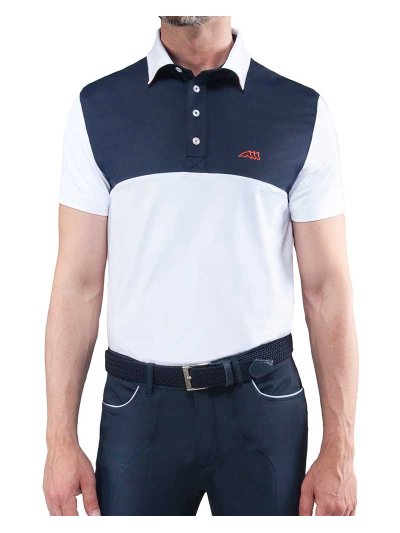 Polo de manga corta azul marino y blanco para hombre Collins - Equiline