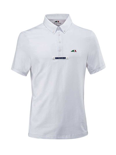 Polo de piqué de competición de manga corta blanco para hombre Cotan - Equiline