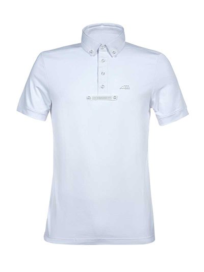 Polo de competición de manga corta blanco para hombre Eldsone - Equiline