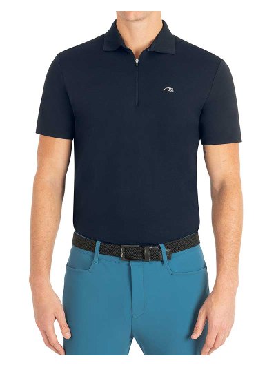 Polo de micropiqué de manga corta azul marino para hombre Clemc - Equiline