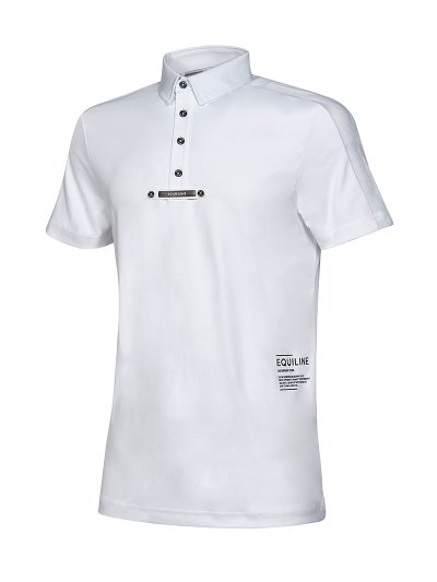 Polo blanco de competición de manga corta para hombre Connellec - Equiline