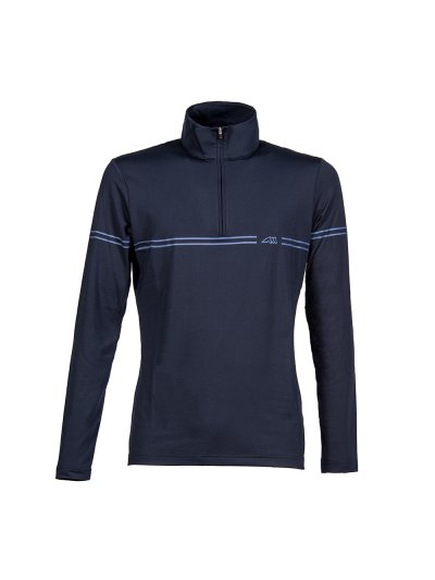 Polo de entrenamiento azul marino de manga larga y media cremallera frontal para hombre - Equiline
