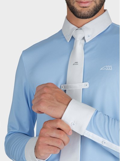 Polo de competición de manga larga azul cielo para hombre Evik - Equiline