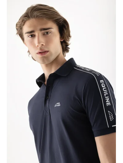 Polo de tiempo libre de manga corta azul marino para hombre EQCRAVET - Equiline