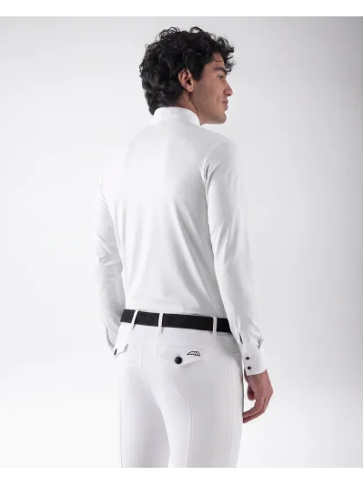 Polo de concurso de manga larga blanco para hombre EQCAMIC - Equiline - imagen 2