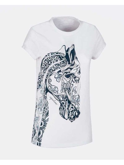 T-shirt fine à manches courtes blanc avec ilustración et brillants pour femme Mood - Equiline