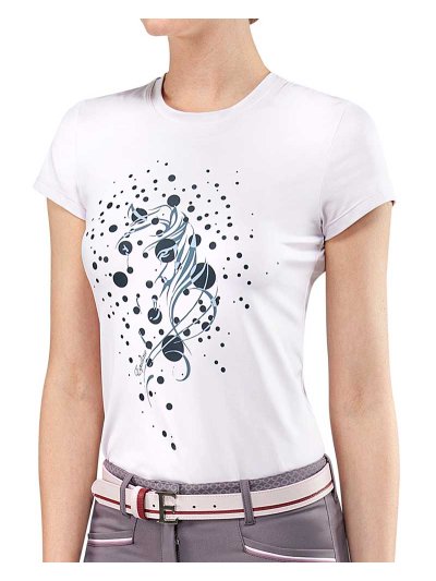 T-shirt d'entraînement à manches courtes rose clair à strass pour femme Eulalia - Equiline