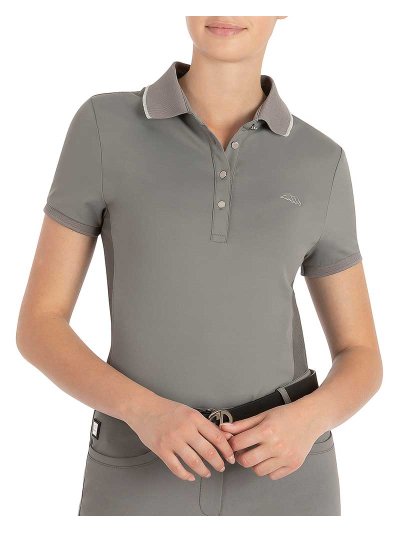 Polo technique d'entraînement à manches courtes gris pour femme Ellae - Equiline