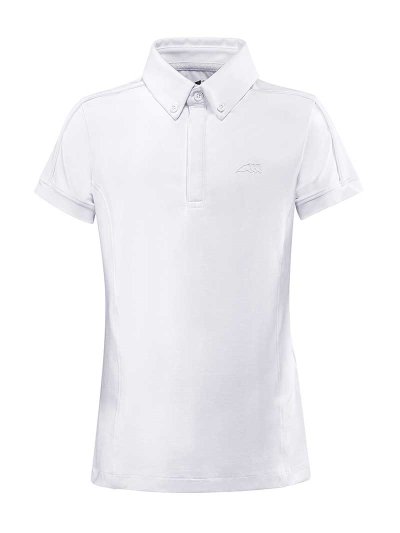 Polo de competición de manga corta blanco para niño Joshua - Equiline