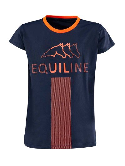 Casual or training short-sleeved t-shirt navy blue and orange junior unisex Justin - Equiline