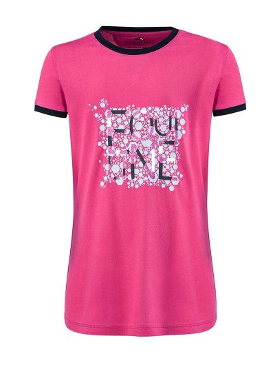 Camiseta casual o de entrenamiento de manga corta fucsia con brillantina para niña Jasmine - Equiline