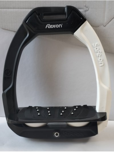 Étriers "Safe-on" incliné ultragrip noir et blanc avec amortisseurs blancs - Flex-On