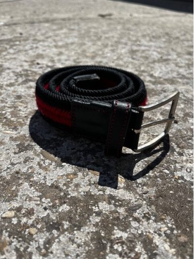 Cinturón trenzado elastico color negro y rojo unisex - Manfredi