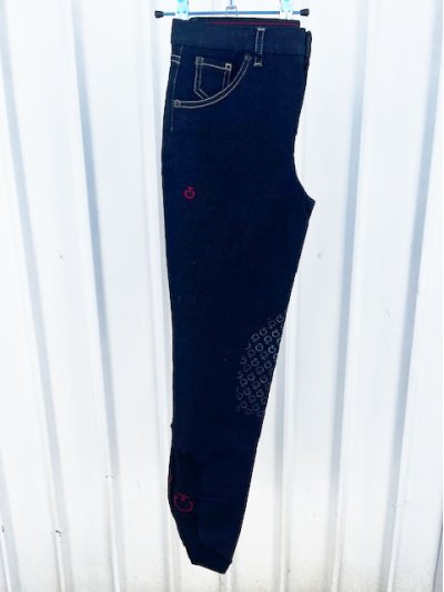 Unisex junior dark denim horse riding pants (knee grip) - Cavalleria Toscana