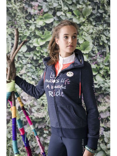 Sweat bleu foncé avec contrastes en orange pour femme Paradiso - Imperial Riding