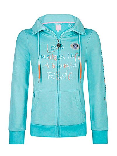 Sudadera con cremallera turquesa y naranja para niña Paradiso - Imperial Riding