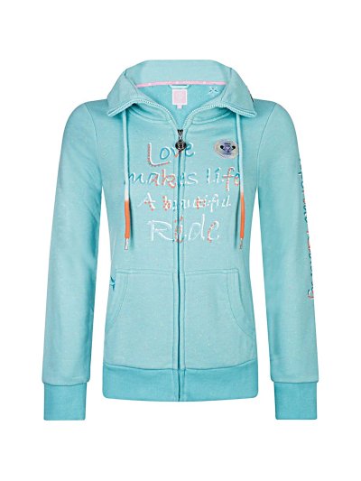 Sweat turquoise avec contrastes en orange pour femme Paradiso - Imperial Riding