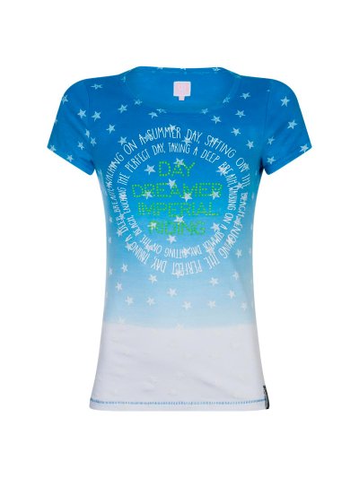 Camiseta Color azul con dibujo y remaches amarillos en la parte delantera para niña Silverstar - Imperial Riding