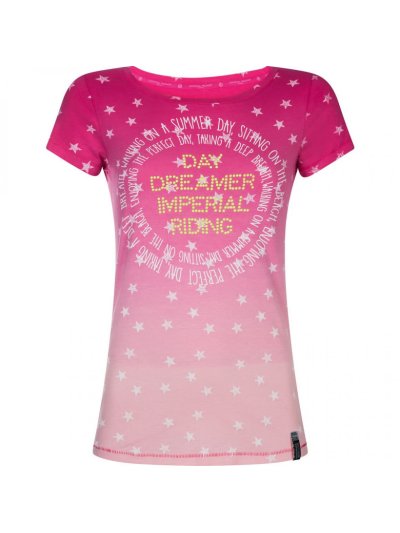Camiseta Color fucsia con dibujo y remaches amarillos en la parte delantera para niña Silverstar - Imperial Riding