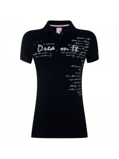 Polo Color azul marino con dibujos y pedrería en la parte delantera para mujer Mendel - Imperial Riding