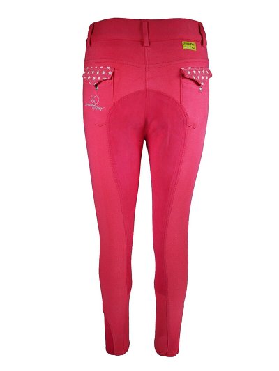 Girls' Pink Riding Breeches with Leather Full Seat, Sequins and Stars – Star - Imperial Riding