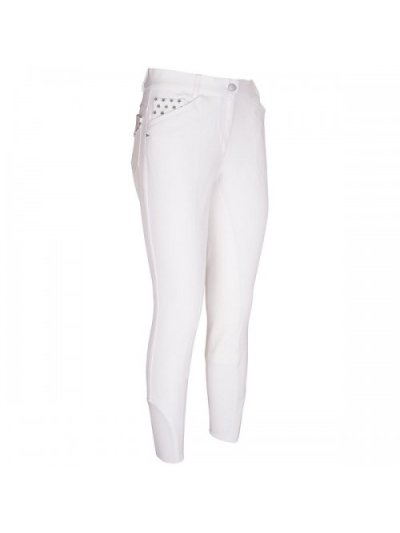 Pantalons blanc à fond intégral en cuir avec détails de paillettes et estrellas pour fille Star - Imperial Riding