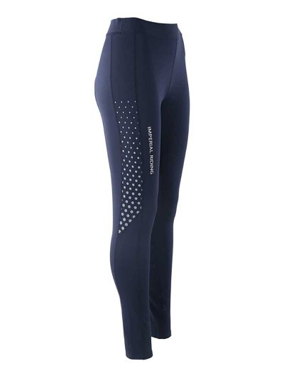 Navy blue riding tights with white polka dots (full seat grip) for women Runaway - Imperial Riding