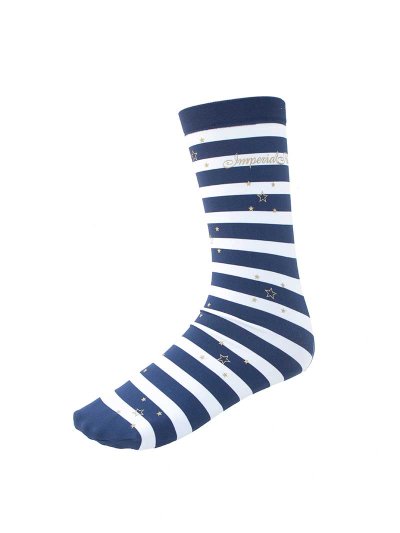 Calcetines técnicos a rayas azul marino y blanco con estrellas amarillas Mystic Journey - Imperial Riding