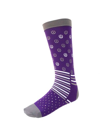 Calcetines técnicos morados con herraduras, rayas y topos Lucky horse shoe - Imperial Riding