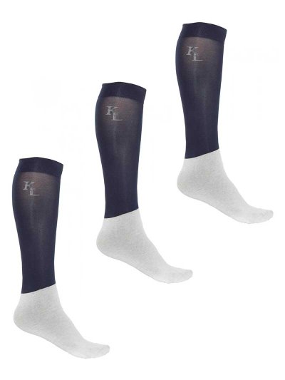 Pack de 3 pares de calcetines finos para competición azul marino - Kingsland Classic
