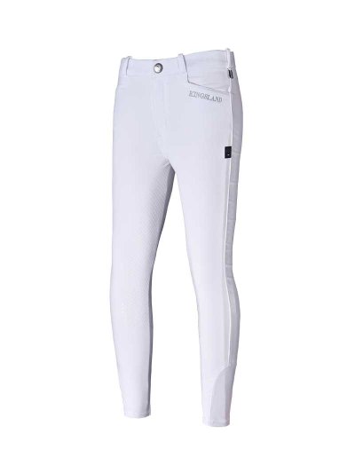 Junior Unisex White Riding Breeches with Full Seat Grip - Kassidy - Kingsland Classic