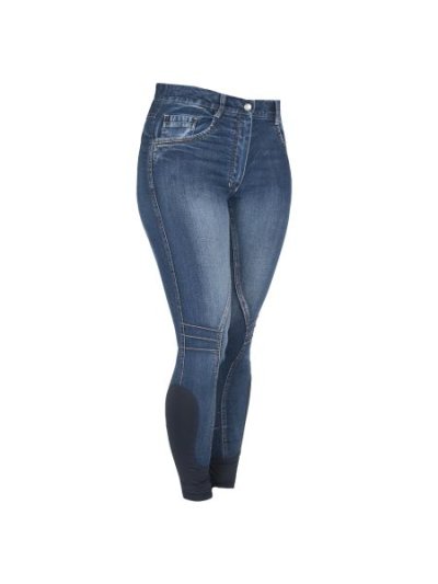 Pantalons denim d'équitation avec grip silicone aux genoux pour femme modèle Guardian - La Valencio