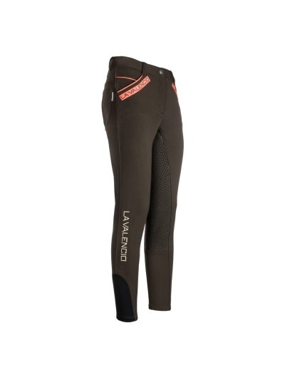 Pantalons marron verdâtre d'équitation avec grip silicone à fond intégral pour femme modèle Ikoon - La Valencio
