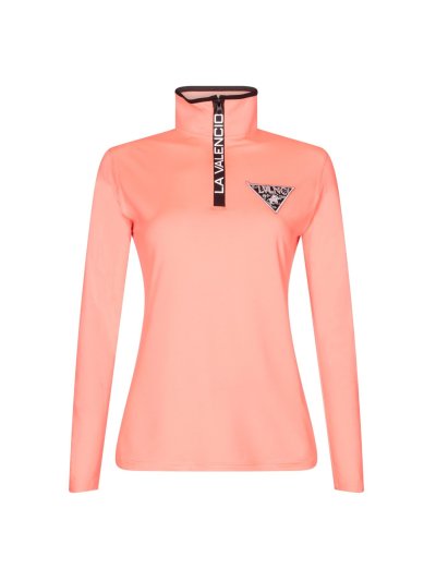Camiseta técnica de entrenamiento de manga larga naranja fosforito para niña Indy Jr - La Valencio