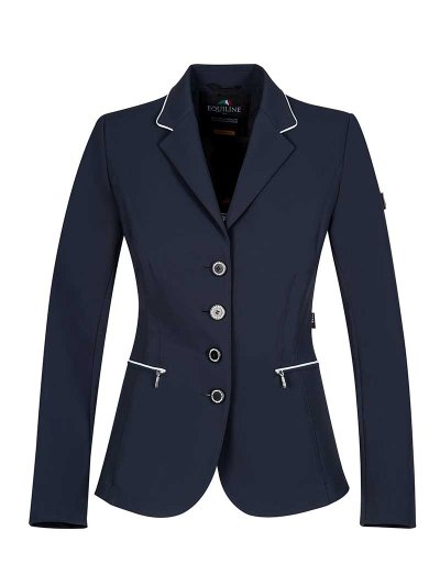 Veste de compétition bleu marine avec passepoils argentés et botones à strass pour femme Cosima - Equiline