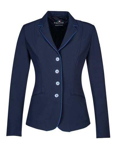 Veste de compétition très fine bleu marine avec passepoils bleu foncé pour femme Christine - Equiline