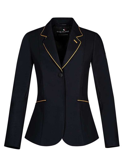 Veste de compétition noire avec passepoils moutarde pour femme Chromite - Equiline