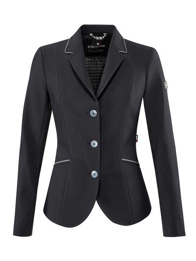 Veste de compétition noire avec passepoils grise foncé pour femme Aster - Equiline