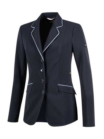 Veste de compétition bleu marine avec passepoils en tonos bleue pour femme Elissa - Equiline