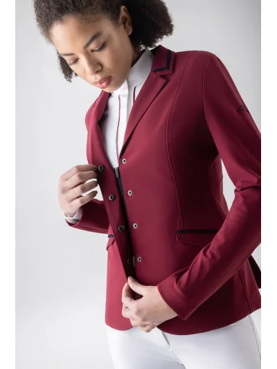 Chaqueta de concurso roja (Alpine Plum) compatible con airbag para mujer EQCAT - Equiline