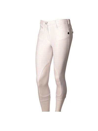 Pantalons avec grip aux genoux blanc pour femme modèle Montebello - Manfredi