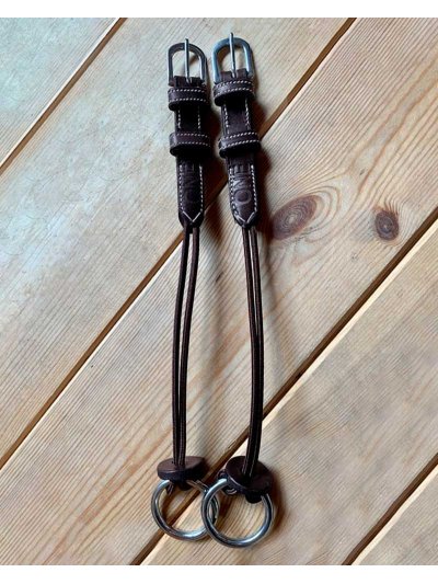 Par de carrilleras para elevador de cuero y nylon marrón oscuro para pony - Colección ONE - Jump In